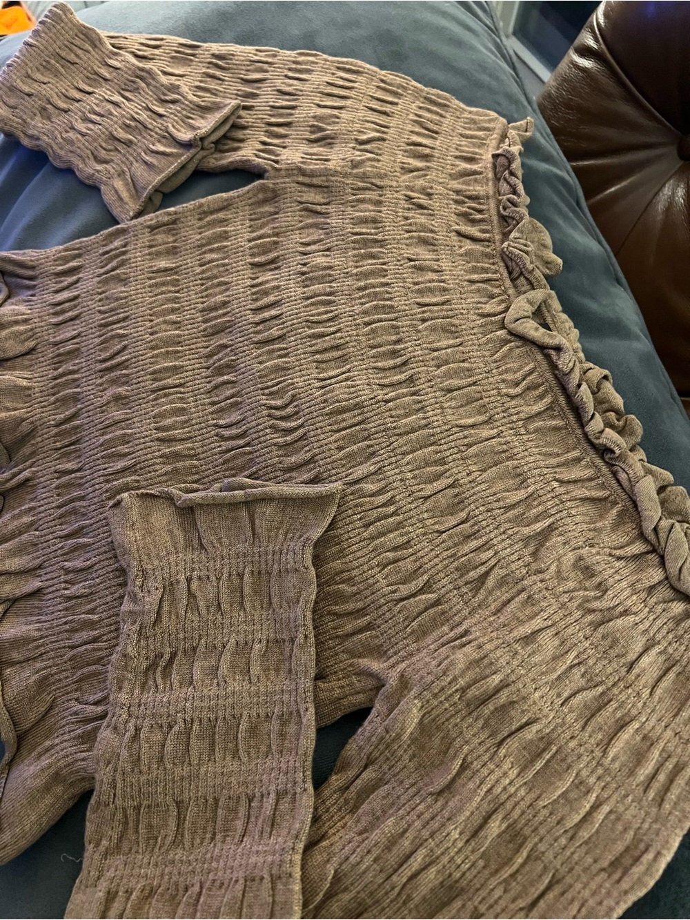 NWOT MIOU MUSE Cropped tan stretchy sweater size S